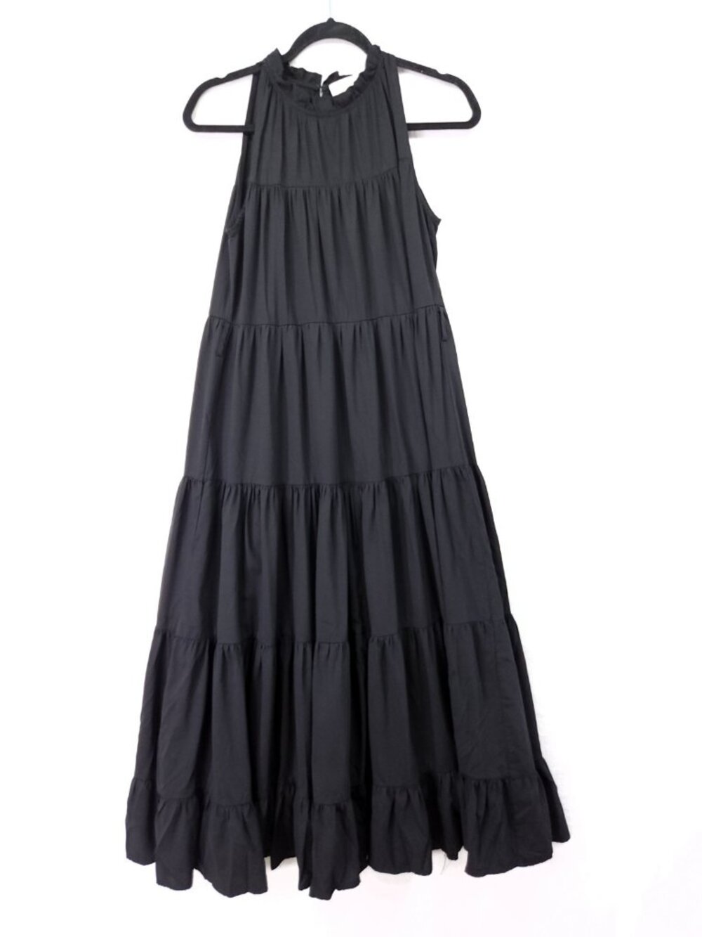 Pinch Black Tiered Maxi Dress Medium Sleeveless High Neck Flowy Minimalist Style